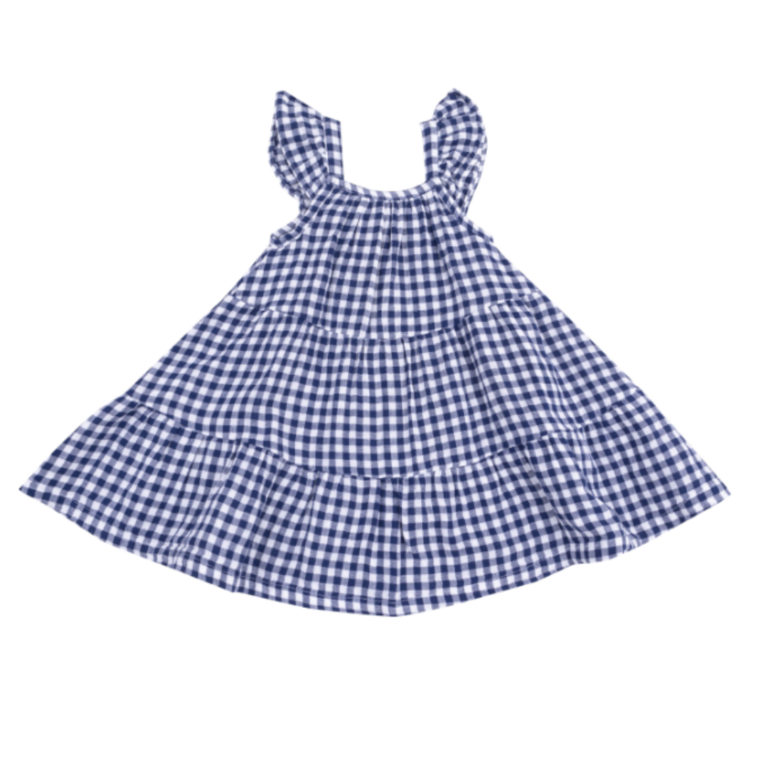 Angel Dear Navy Gingham Twirly Sundress