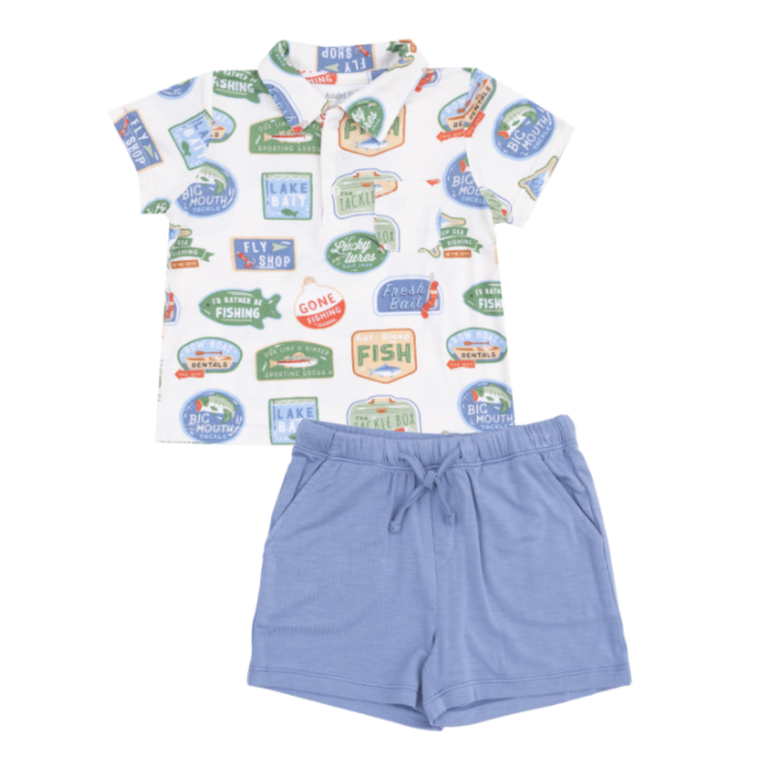 Angel Dear Bait Shop Signage Polo Shirt & Short Set