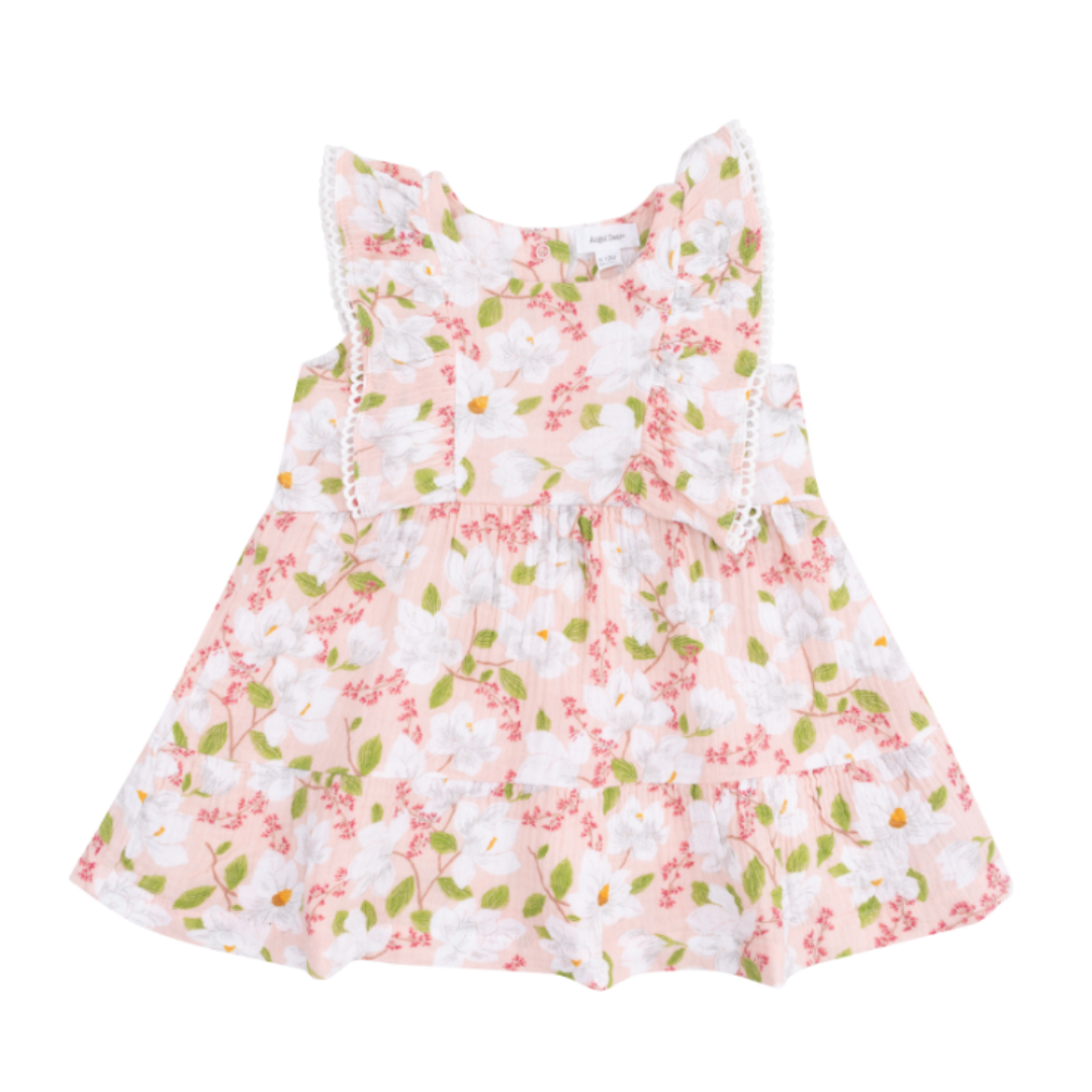 Angel Dear Magnolias Picot Trim Edged Dress