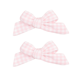 Angel Dear Mini Gingham Pink Golf 2 Pack Hair Bow w/ Clip