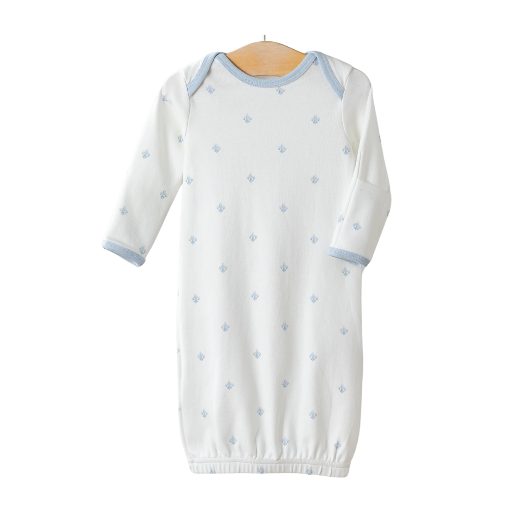 Nola Tawk Fleur De Bleu Organic Cotton Newborn Gown
