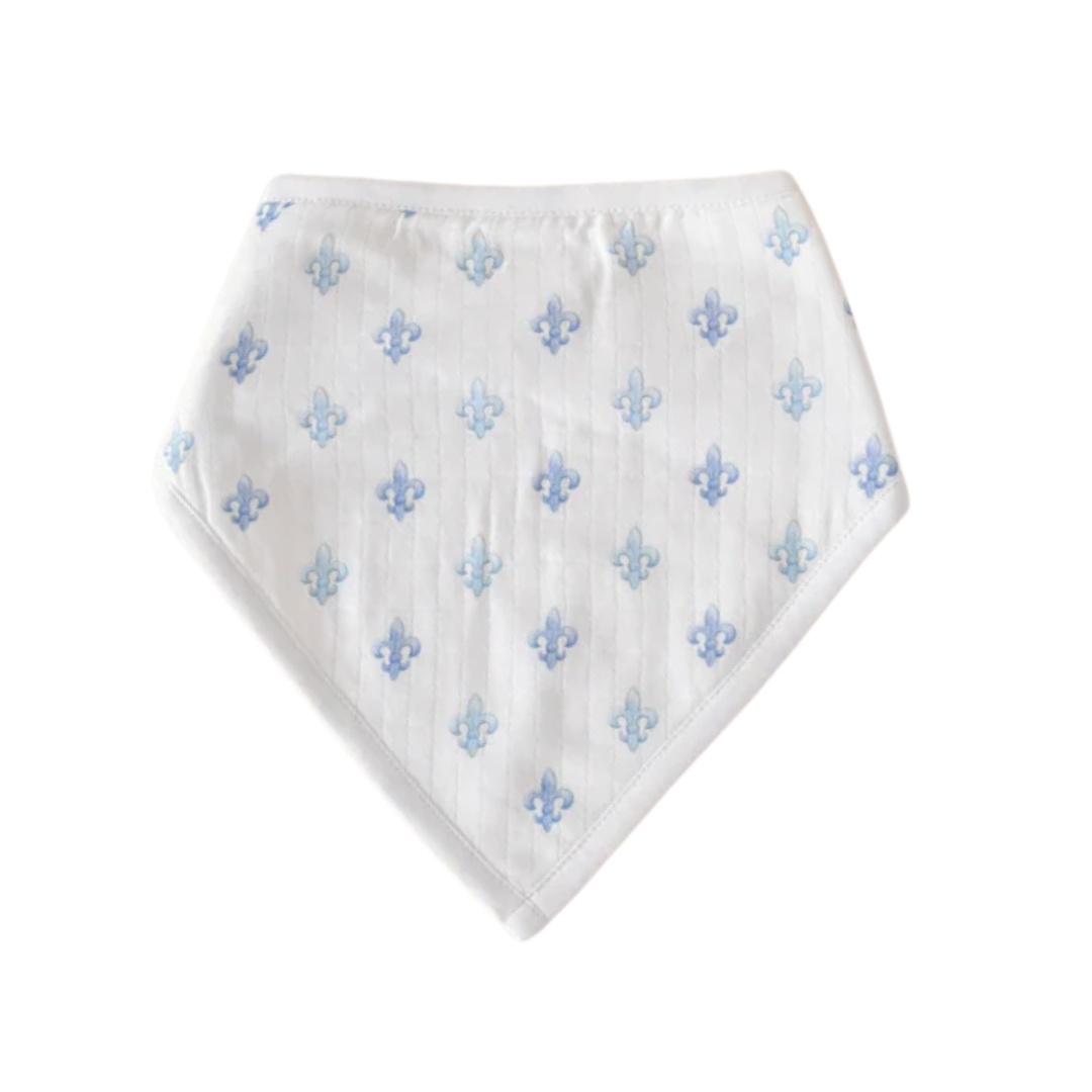 Nola Tawk Fleur De Bleu Organic Cotton Muslin Quilt and Bib | Louisiana Baby Gift Bundle