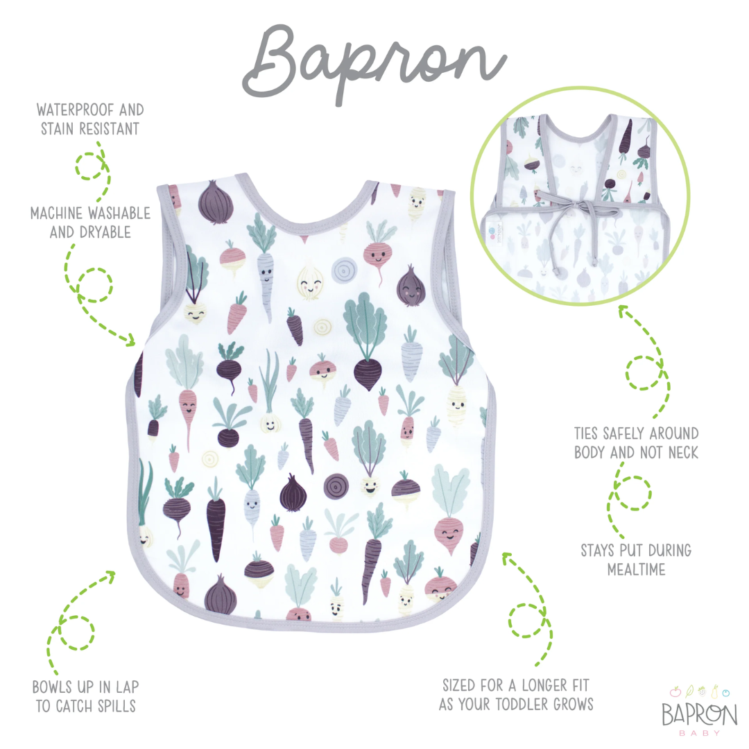 BapronBaby Bapron Bib Apron | Toddler (6m-3T) root veggies
