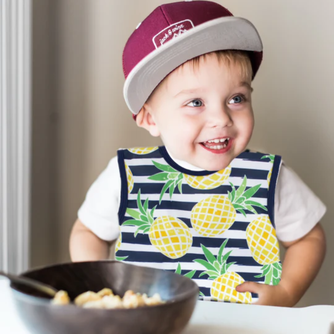 BapronBaby Bapron Bib Apron | Toddler (6m-3T) | Summer Stripes Pineapple