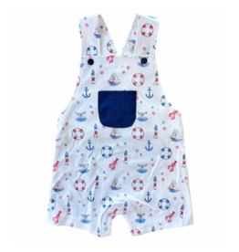 Baby Loren Ahoy Sailor Pima Romper - Blue