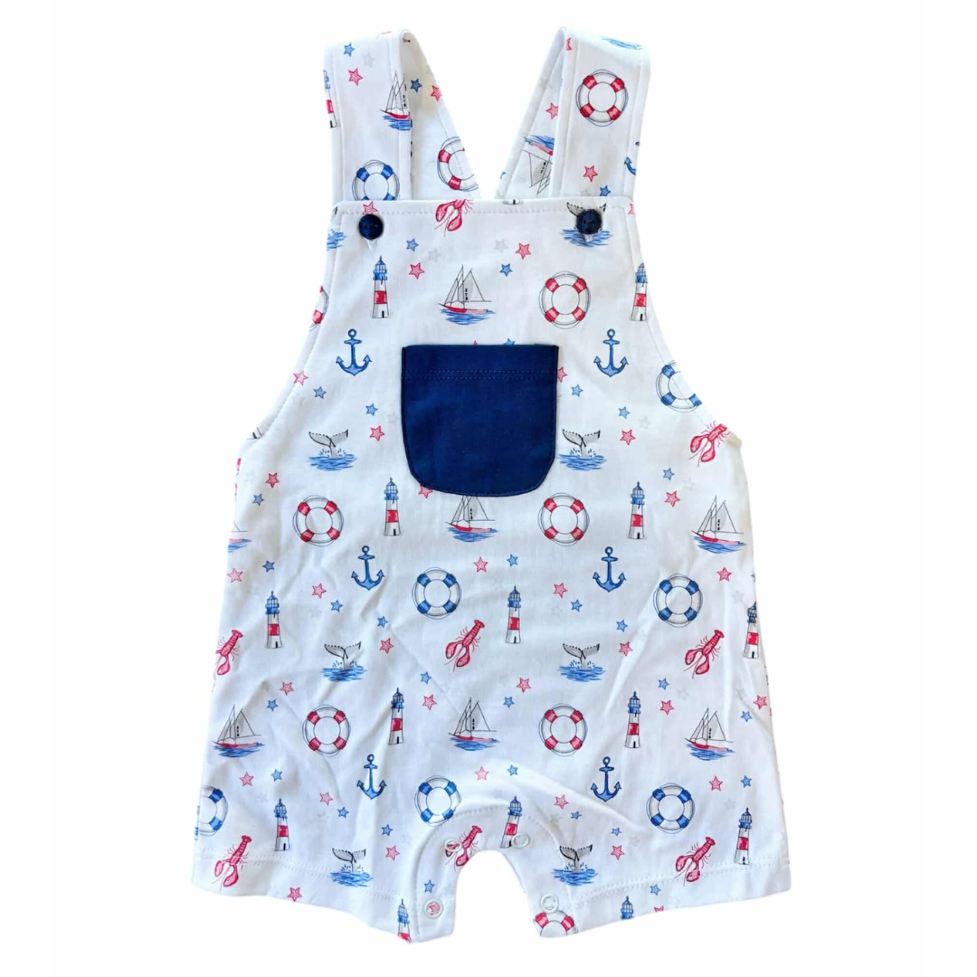 Baby Loren Ahoy Sailor Pima Romper - Blue