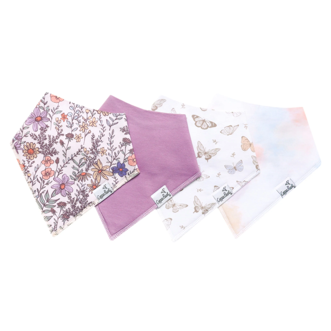 Copper Pearl Baby Bandana Bib 4-Pack Set |  Flora