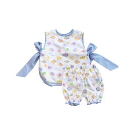 Lulu Bebe Fishy Bow Trim Bib & Bloomer Set - Girl