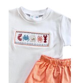 Lulu Bebe Sea Smock Tee & Coral Gingham Short Set