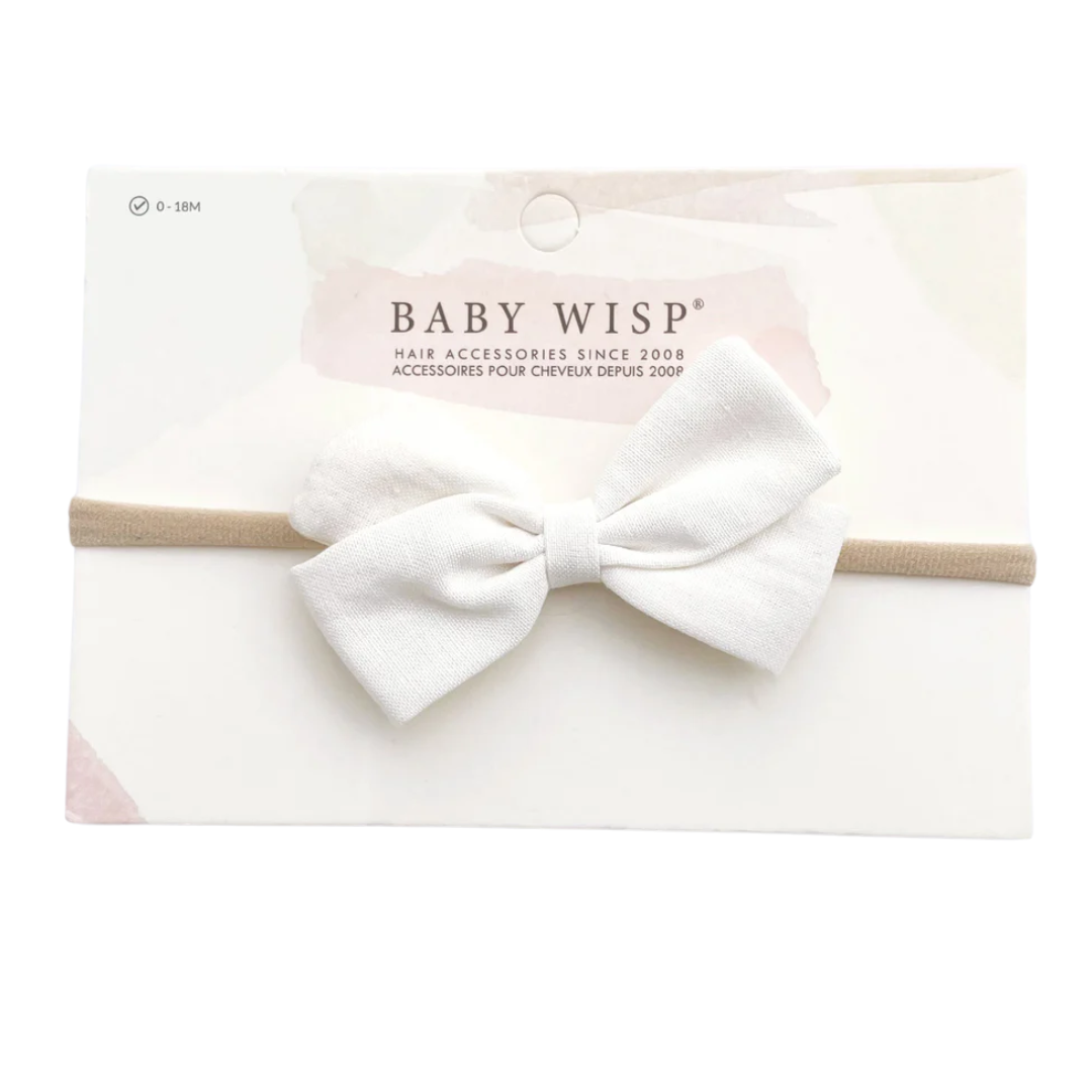 Baby Wisp Emma Fabric Baby Bow Infant Headband  White