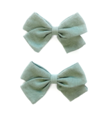 Baby Wisp Emma Fabric Bows- Pigtail Bows |  Alligator Pinch Clip Sage