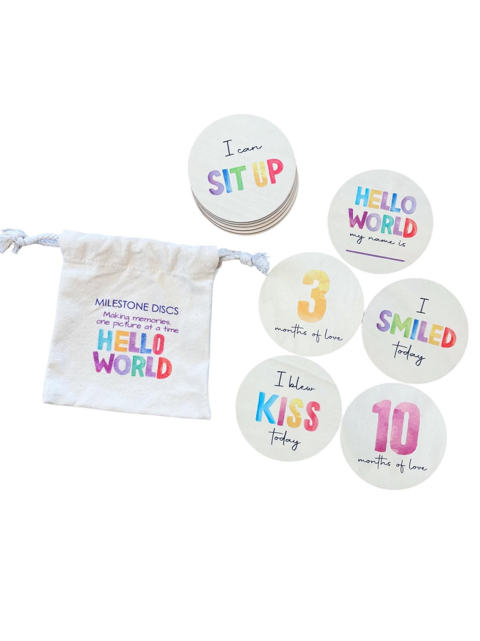 Swinging on a Star Inc. Watercolor Fun Milestone Disks |  Set of 12