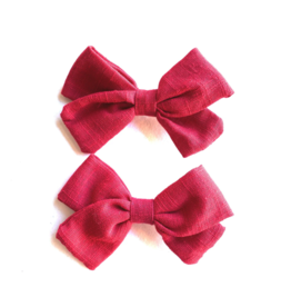 Baby Wisp Emma Fabric Bows- Pigtail Bows |  Alligator Pinch Clip Red