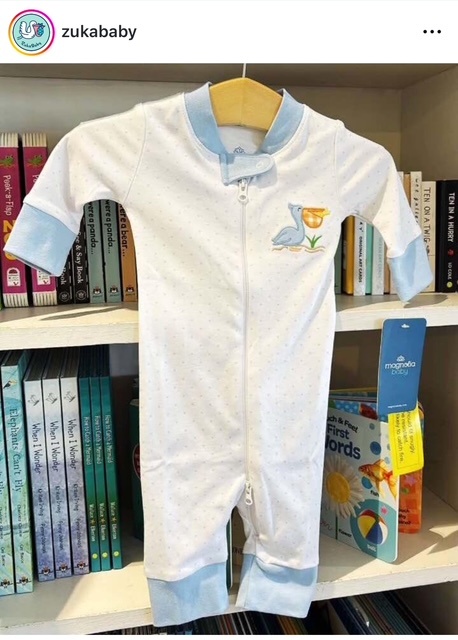 Magnolia Baby Pelican Bay Applique Pima Footie | Light Blue