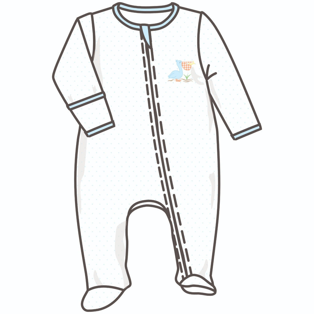 Magnolia Baby Pelican Bay Applique Pima Footie | Light Blue