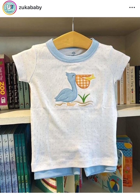 Magnolia Baby Pelican Bay Applique Pima Short Pajamas | Light Blue