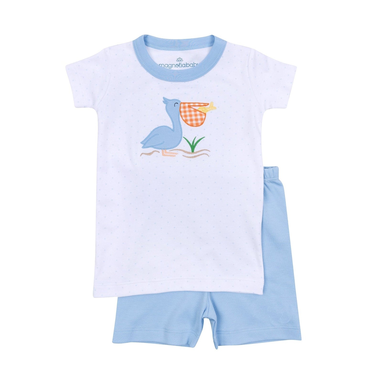 Magnolia Baby Pelican Bay Applique Pima Short Pajamas | Light Blue