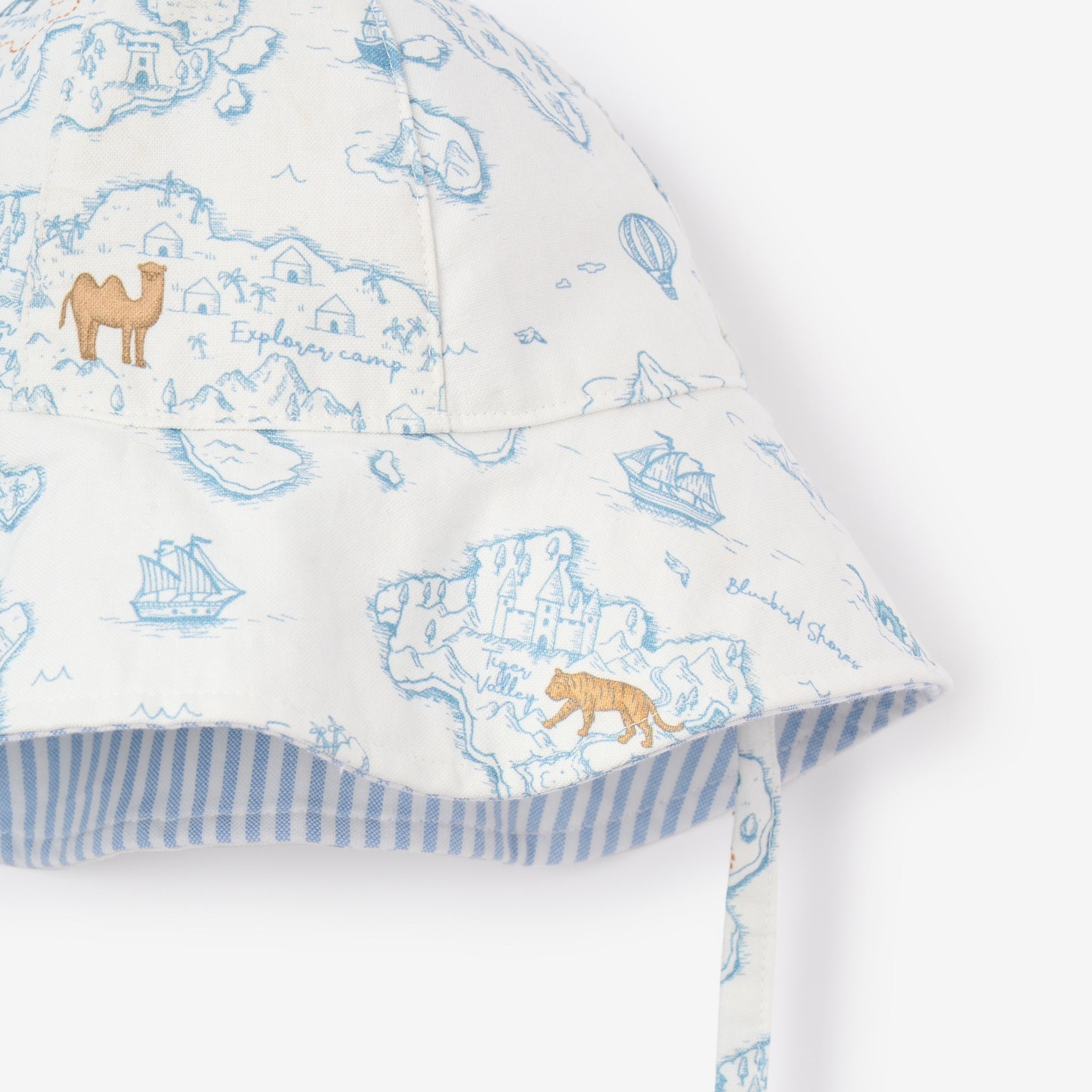 Elegant Baby Oxford Stripe & World Explorer Reversible Classic Sunhat