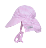 Original Flap Hat UPF 50+ with ties | Pink Stripe Seersucker