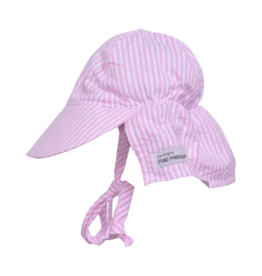 Original Flap Hat UPF 50+ with ties | Pink Stripe Seersucker