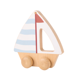 Elegant Baby Wooden Push Sail Boat Heirloom Toy