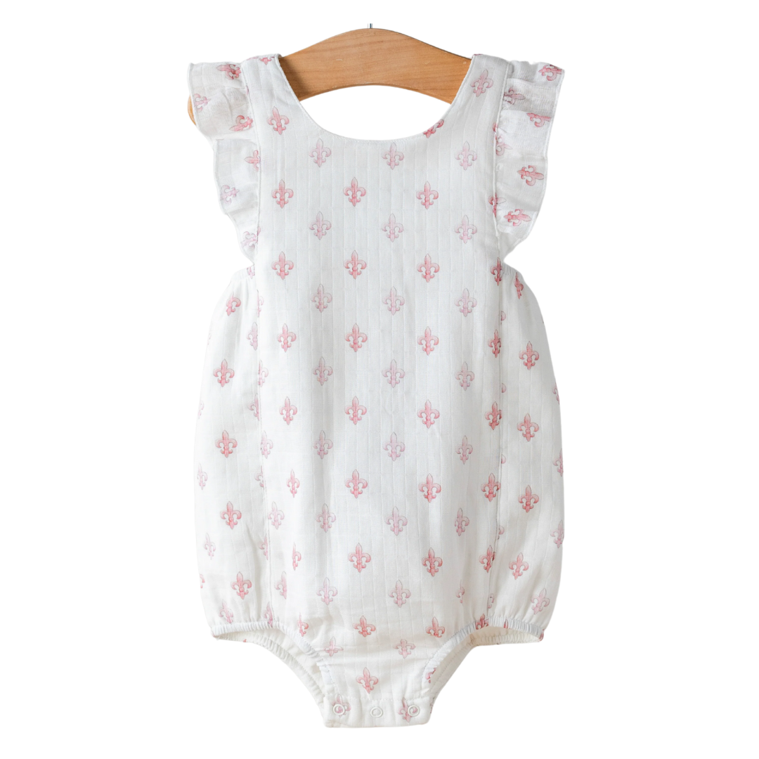Nola Tawk Fleur De Rose Organic Muslin Bubble Romper