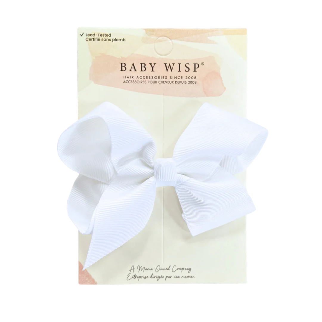 Baby Wisp Sadie Grosgrain Ribbon Bow Alligator Clip White
