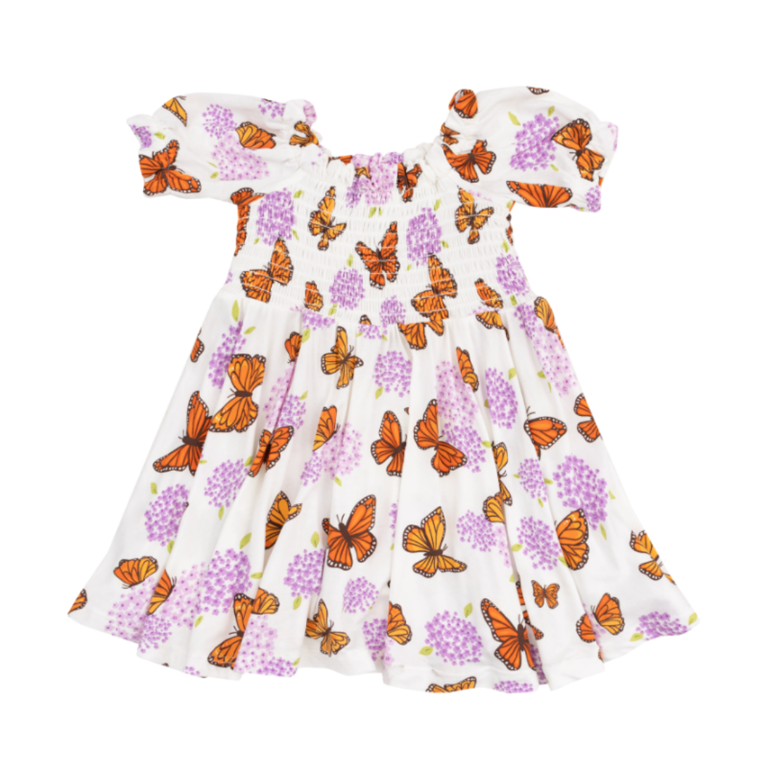 Angel Dear Monarch Butterflies & Milkweed Puff Sleeve Dress