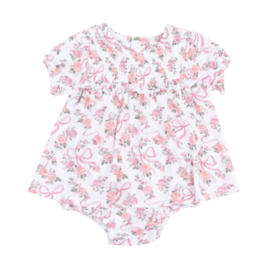 Angel Dear Ribbons and Flowers Smocked Ruffle Bubble with Skirt