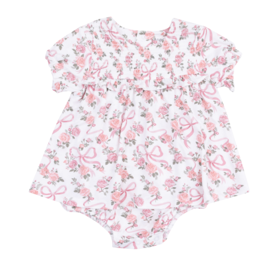 Angel Dear Ribbons and Flowers Smocked Ruffle Bubble with Skirt