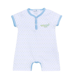 Magnolia Baby Alligator Pie Blue Pima Short Playsuit