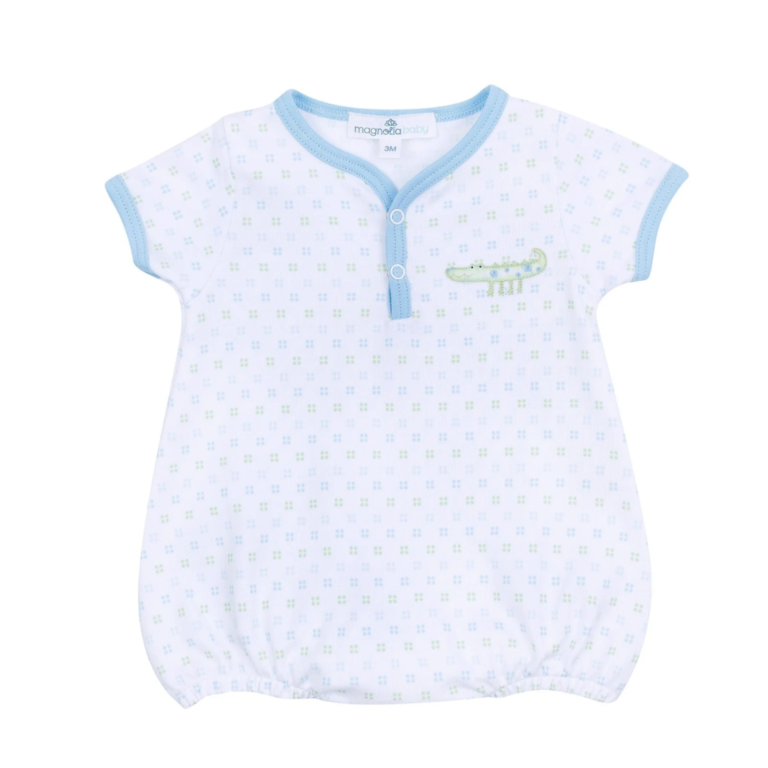 Magnolia Baby Alligator Pie Blue Pima Embroidered S/S Bubble