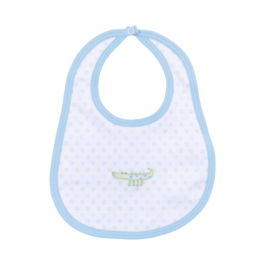 Magnolia Baby Alligator Pie Blue Pima Embroidered Bib