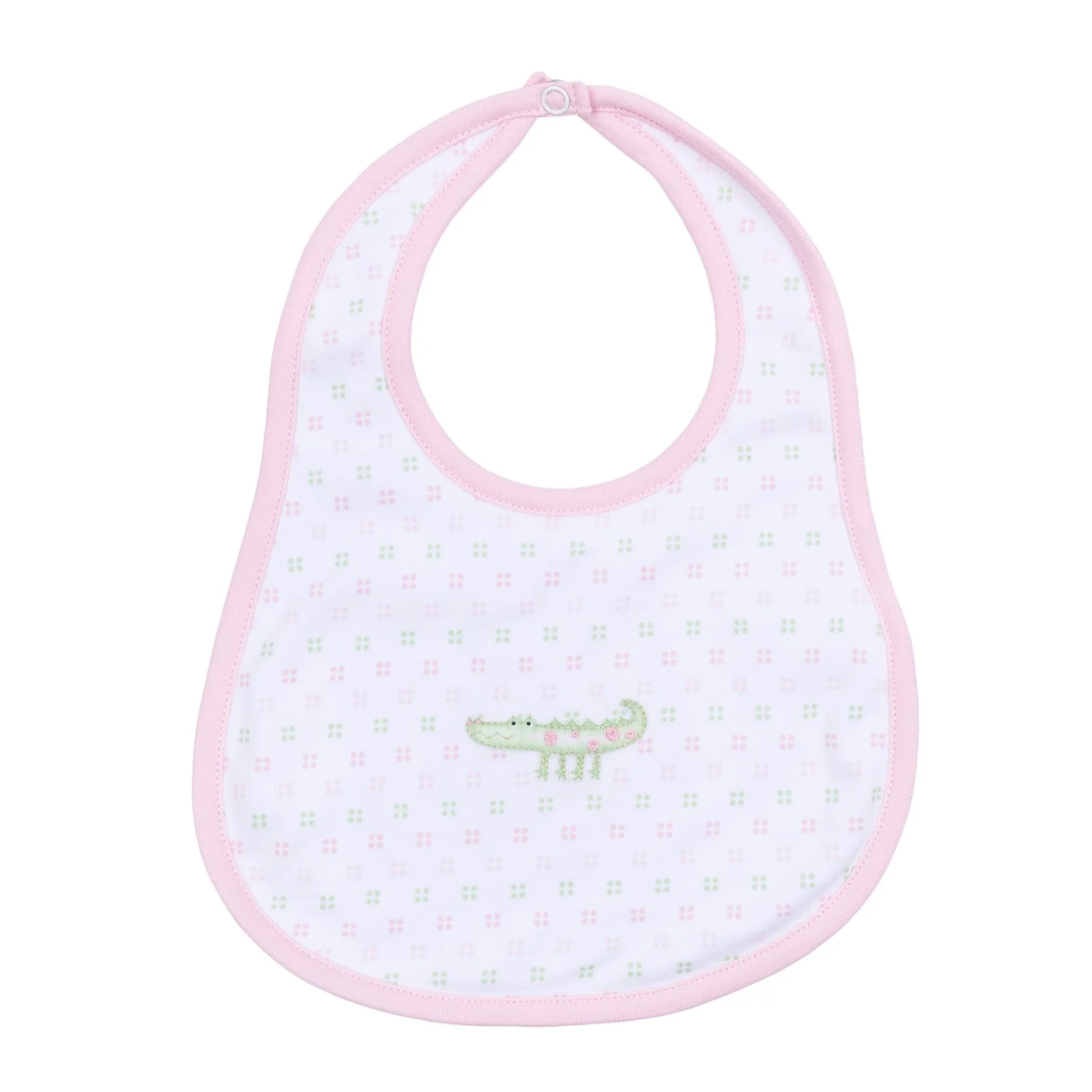 Magnolia Baby Alligator Pie Pink Pima Embroidered Bib