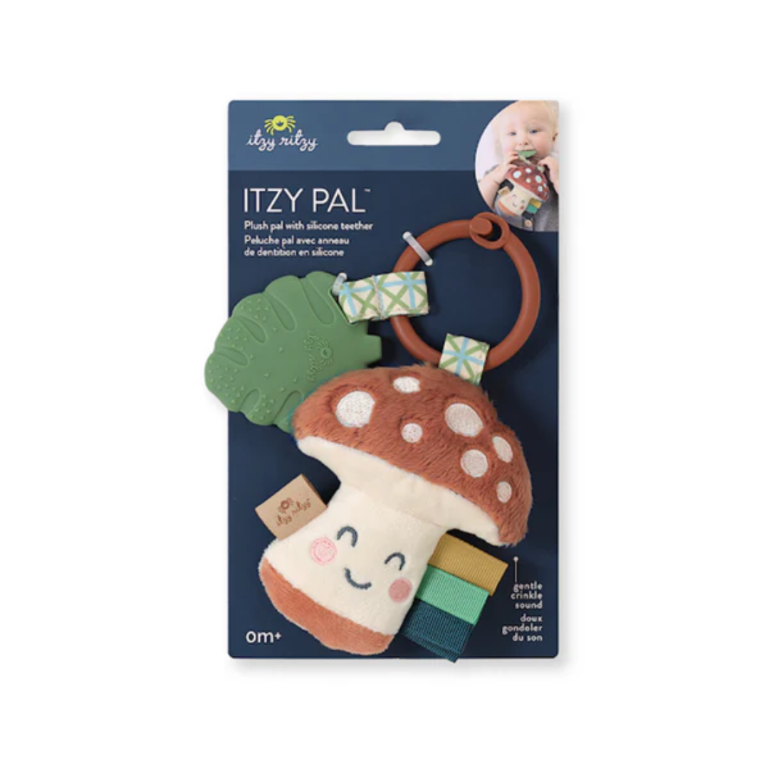 Itzy Ritzy Itzy Pal Natural Plush Teether Sensory Travel Toy | Mushroom