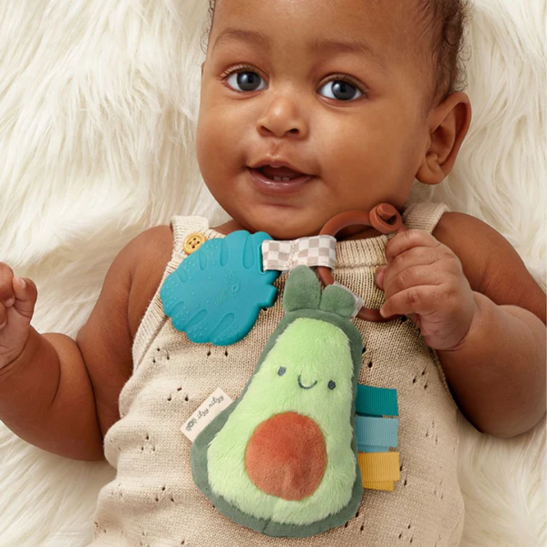 Itzy Ritzy Itzy Pal Natural Plush Teether Sensory Travel Toy | Avocado