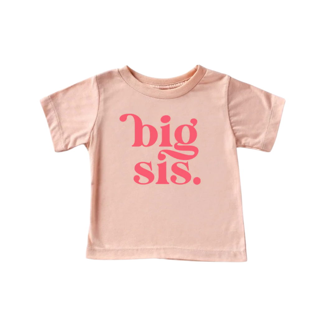 Benny & Ray Apparel Big Sis Sibling Tee Shirt | Peach