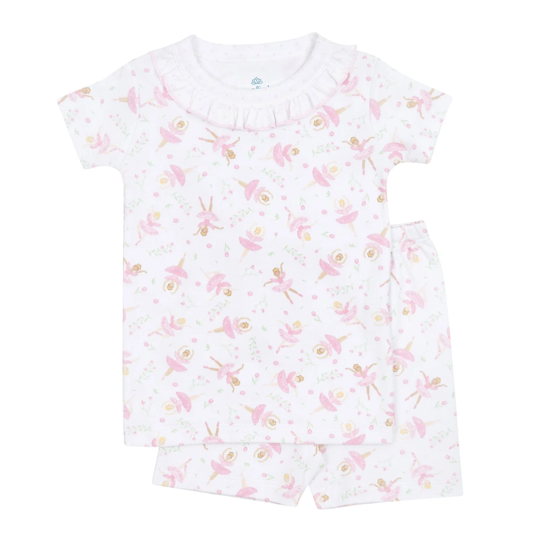 Magnolia Baby Twinkle Toes Pink Ruffle Short Pajamas