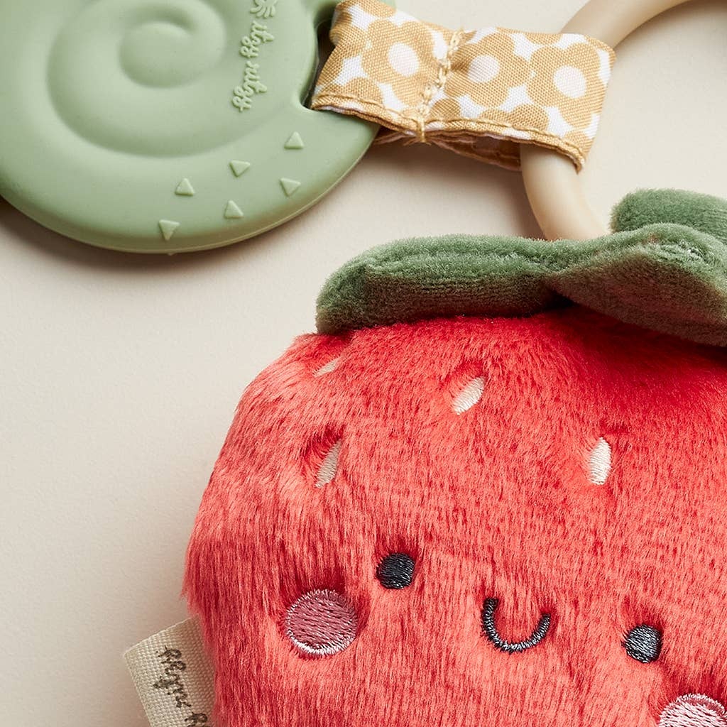 Itzy Ritzy Itzy Pal Natural Plush Teether Sensory Travel Toy | Strawberry