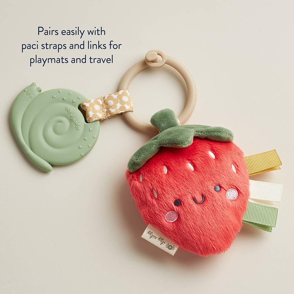 Itzy Ritzy Itzy Pal Natural Plush Teether Sensory Travel Toy | Strawberry