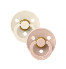 BIBS BIBS Original Natural Rubber Round Pacifier (2 Pack) | Ivory Blush