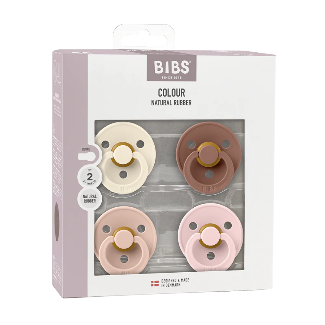 BIBS BIBS Original Natural Rubber Round Pacifier | 4 Pack (Size 1) 0-6M