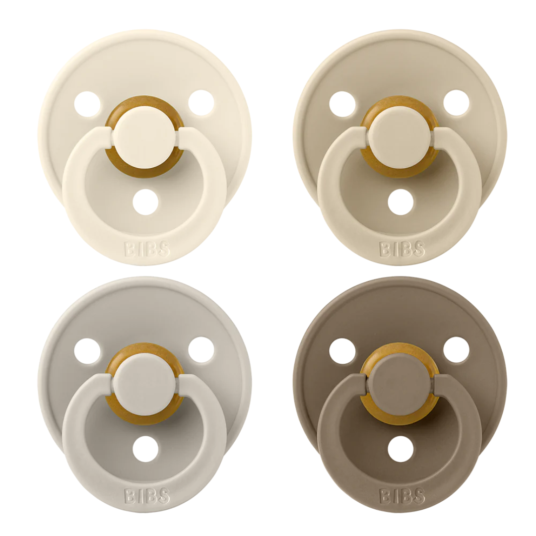 BIBS BIBS Original Natural Rubber Round Pacifier | 4 Pack (Size 2) 6-18M
