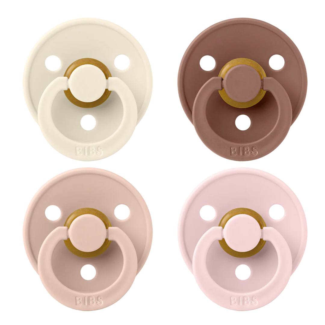 BIBS BIBS Original Natural Rubber Round Pacifier | 4 Pack (Size 2) 6-18M