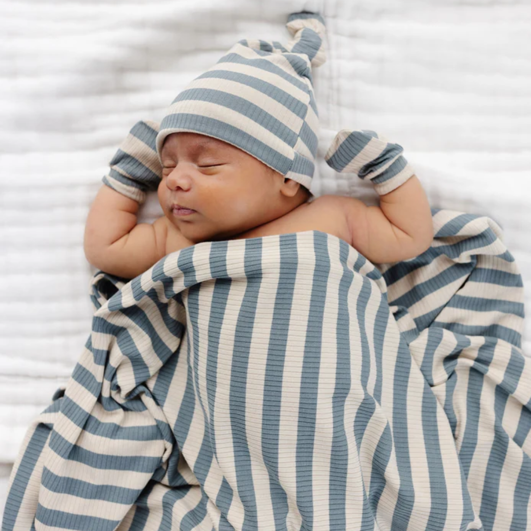 Lou Lou and Company Lincoln RIbbed Newborn Hat|Swaddle|Mitt Bundle