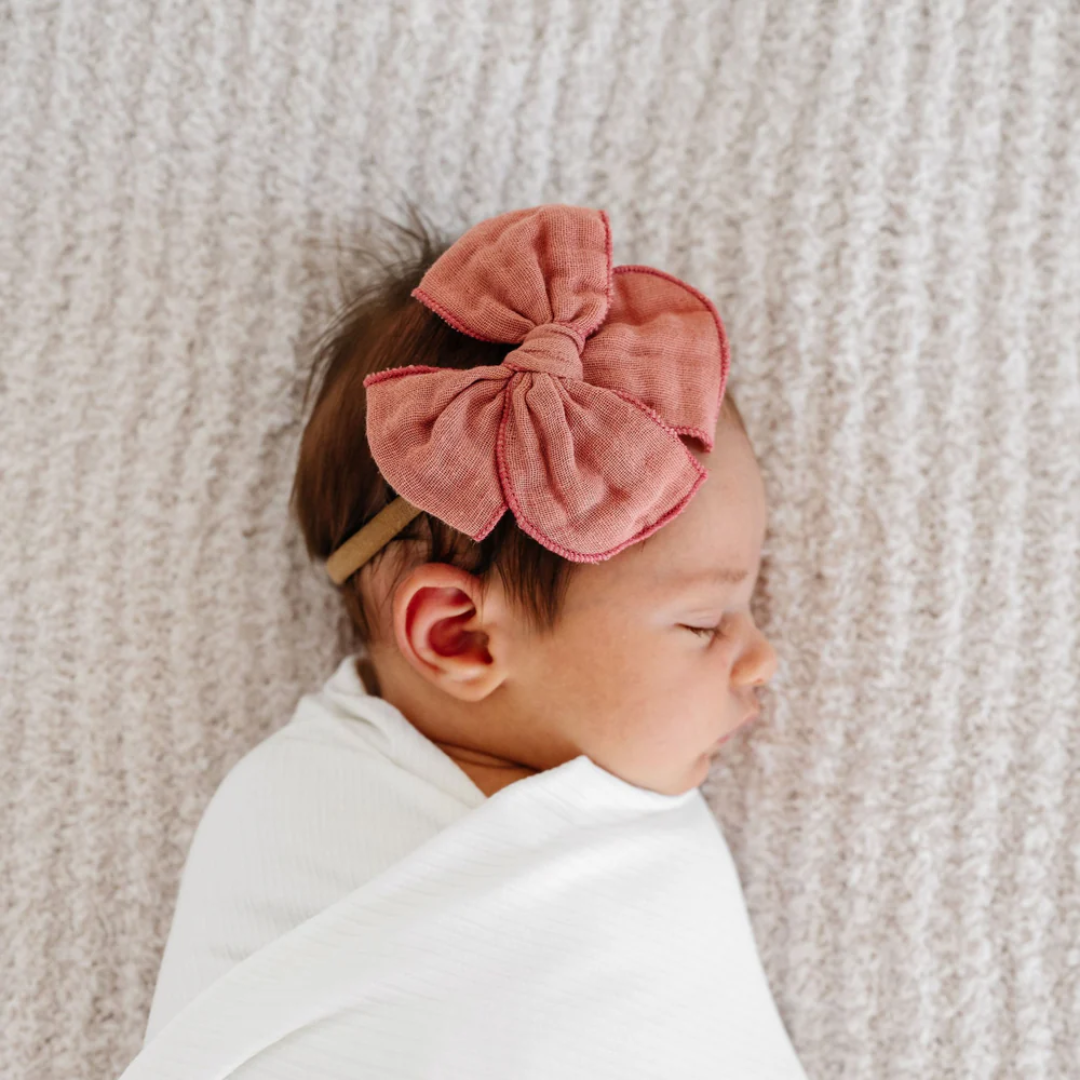 Lou Lou and Company Cloud Muslin Heirloom Bow - Rose Headband