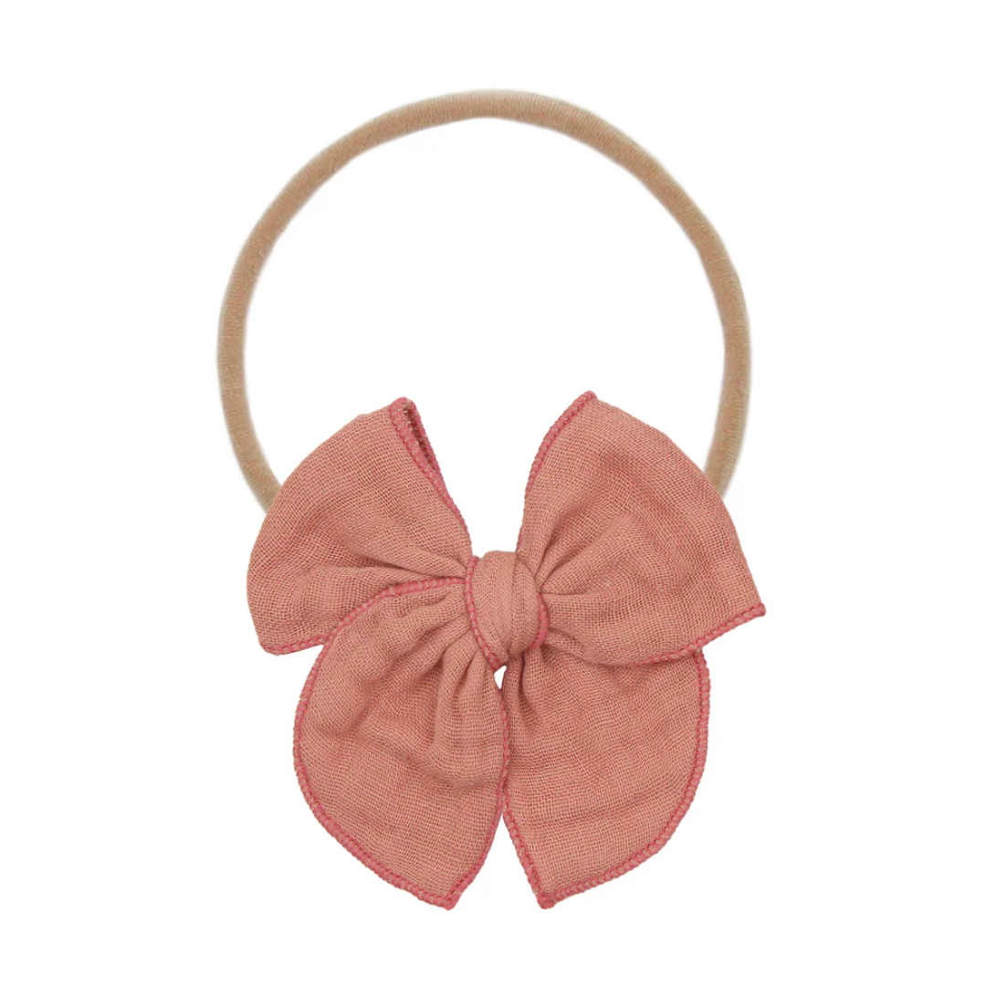 Lou Lou and Company Cloud Muslin Heirloom Bow - Rose Headband