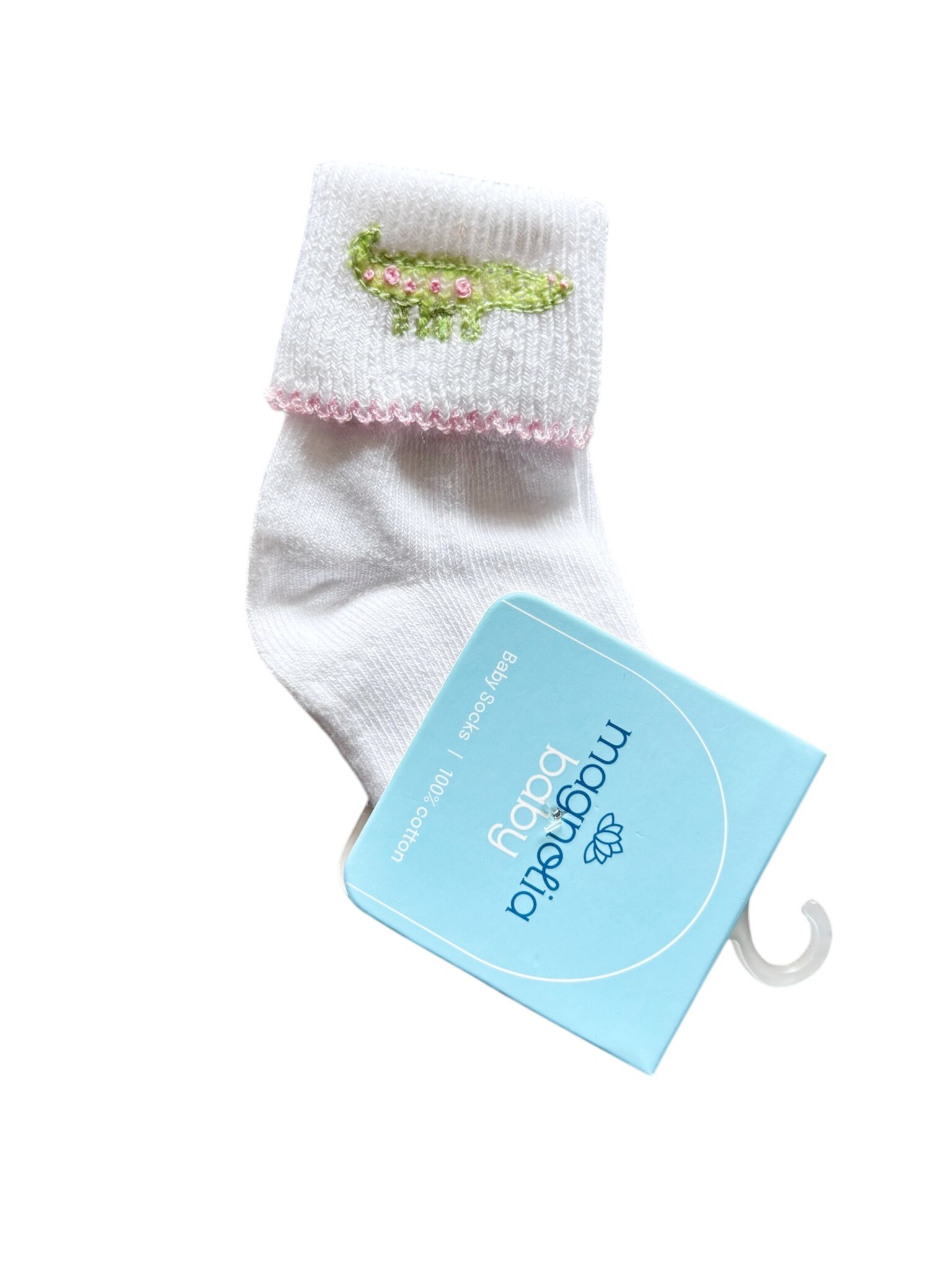 Magnolia Baby Alligator Pie Pink Pima Embroidered Socks
