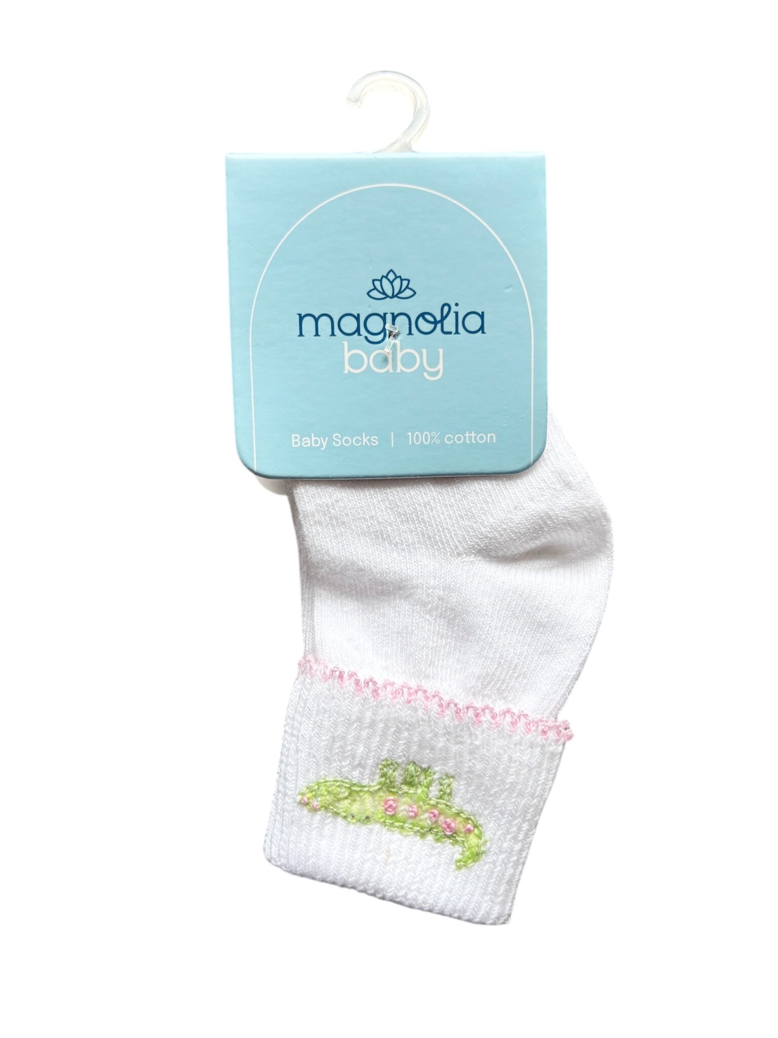Magnolia Baby Alligator Pie Pink Pima Embroidered Socks