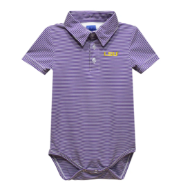 Vive La Fete Inc Stripe Polo Onesie | LSU Tigers